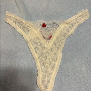 Victoria's Secret Ivory Lace V-Front Thong